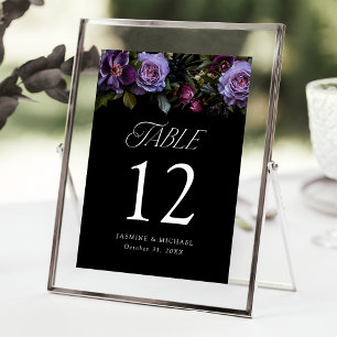 Moody Gothic Floral Mariage Numéro de table Carte