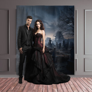 Moody Gothic Haunted Moonlit Graveyard XLarge Wandkleed