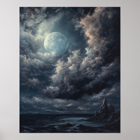 Moody Gothic Moon Art Imprimer Poster (Devant)