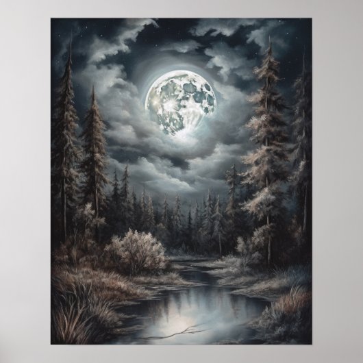 Moody Gothic Moon Art Imprimer Poster (Devant)