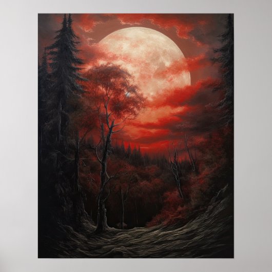 Moody Gothic Moon Art Print Poster (Voorkant)