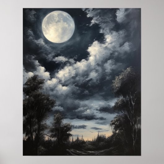 Moody Gothic Moon Art Print Poster (Voorkant)