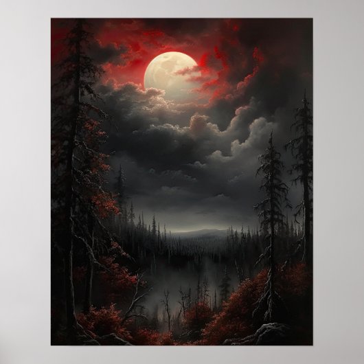 Moody Gothic Moon Art Print Poster (Voorkant)