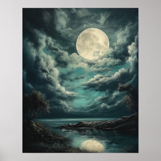 Moody Gothic Moon Art Print Poster (Voorkant)