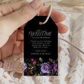 Moody Gothic Paarse Bloemen Bruiloft Welkom Cadeaulabel