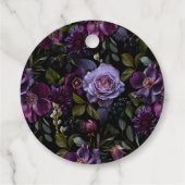 Moody Gothic Paarse bloemenbruiloft Bedankjes Labels (Achterkant)