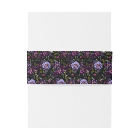 Moody Gothic Paarse bloemenbruiloft Uitnodigingen Wikkel (Achterkant Voorbeeld)