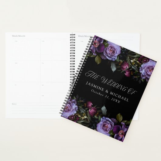 Moody Gothic Purple Floral Mariage (Devant avec enveloppe)