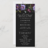 Moody Gothic Purple Floral Wedding Programme (Devant)