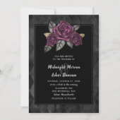 Moody Gothic Rose noir Faire-part de mariage (Devant)
