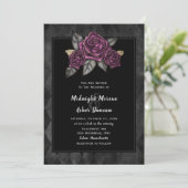 Moody Gothic Rose noir Faire-part de mariage (Debout devant)