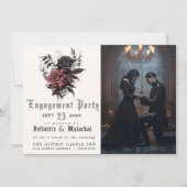 Moody Gothic Rosewood Verlovingsfeest Kaart (Voorkant)