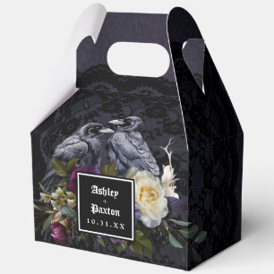 Moody Gotische Bloemen Boeket op Zwarte kant Groot Bedankdoosjes