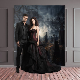 Moody Gotische Herfst Moonlit Graveyard XLarge Wandkleed