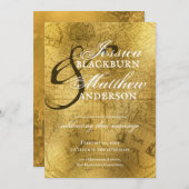 Moody  Gouden Kaart Script Lettertype Bruiloft (Voorkant / Achterkant)