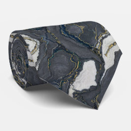 Moody Gray Agate Geode Slice with Gold Accents Stropdas