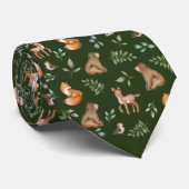 Moody Green Woodland Forest Animals Greenery Stropdas (Opgerold)