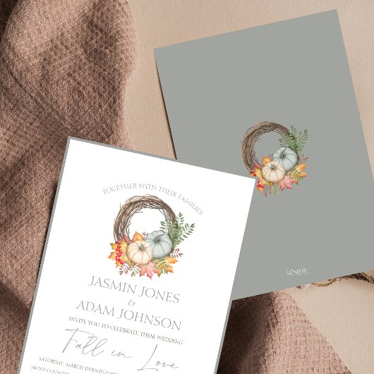 Moody Grey Rustic Autumn Harvest Wedding Kaart