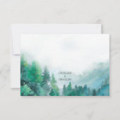 Moody groen en wit Waterverf bos bruiloft RSVP Kaartje (Achterkant)