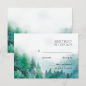 Moody groen en wit Waterverf bos bruiloft RSVP Kaartje (Voorkant / Achterkant)