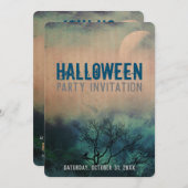 Moody Halloween Moon Invitation (Devant / Derrière)