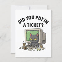 Moody helpdesk cat vraagt of je een ticket hebt ge