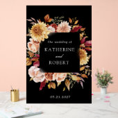 Moody Herfst Bloemen Elegant Acryl Bord (Huwelijk)