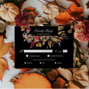 Moody Herfst Bloemen RSVP Maaltijdkeuze Kaart