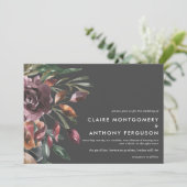 Moody Herfst Floral Burst Waterverf Wedding Kaart (Staand voorkant)
