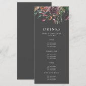 Moody Herfst Floral Burst Wedding Drinken Menu (Voorkant / Achterkant)