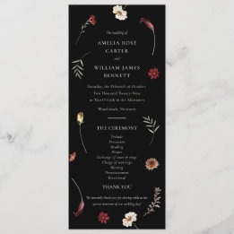 Moody Herfst Herfst Wildflower Wedding Programma