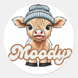 Moody Highland Koe Sticker