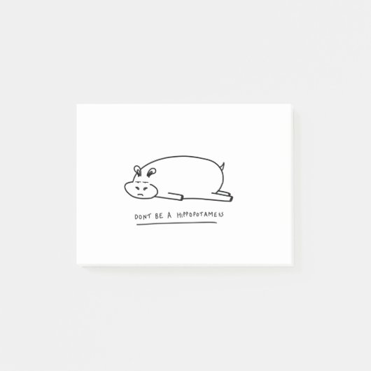 Moody hippo met pun post-it® notes (Voorkant)