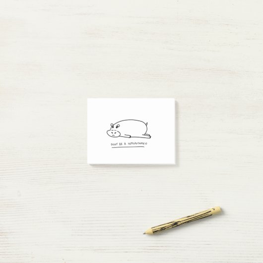 Moody hippo met pun post-it® notes (Op bureau)