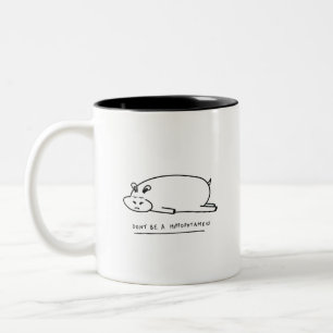 Moody hippo met pun tweekleurige koffiemok