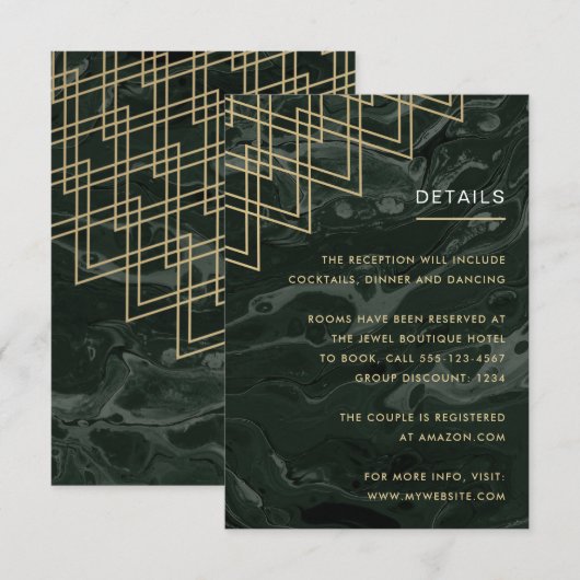 Moody Hues Emerald Green Marble Enclosure Kaart (Voorkant / Achterkant)