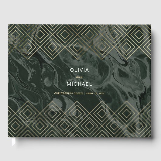 Moody Hues Emerald Green Marble Livre d'invité per (Recto)
