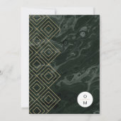 Moody Hues Emerald Marble Faire-part de mariage (Dos)