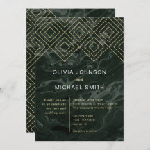 Moody Hues Emerald Marble Faire-part de mariage