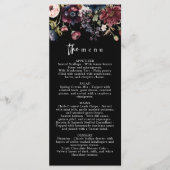 Moody huwelijksmenu, zwart menu, Waterverf Bloemen Menu (Voorkant)