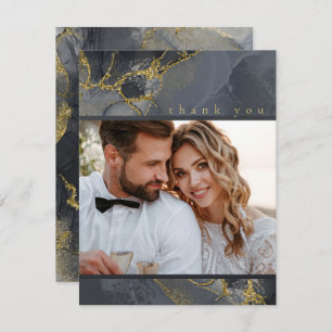 Moody Ink Charcoal Gold Abstract Dank u ID988 Bedankkaart