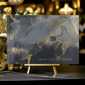 Moody Ink Charcoal Gold Abstract ID988 Gastenboek
