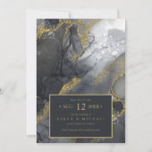 Moody Ink Charcoal Gold Abstract ID988 Save The Date (Voorkant)