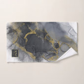 Moody Ink Charcoal Gold Abstrait ID988 (Serviette à main)