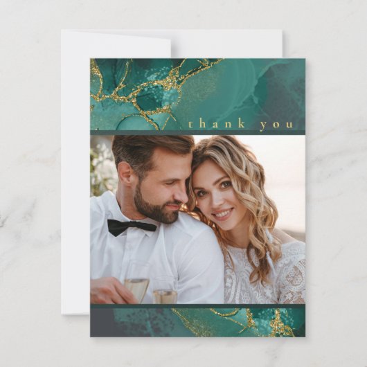 Moody Ink Emerald Gold Abstract Bedankt ID988 (Voorkant)