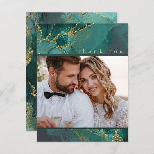 Moody Ink Emerald Gold Abstract Bedankt ID988 (Voorkant / Achterkant)