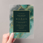 Moody Ink Emerald Gold Abstract ID988 Acryl Uitnodigingen (Insitu (Draagbaar))