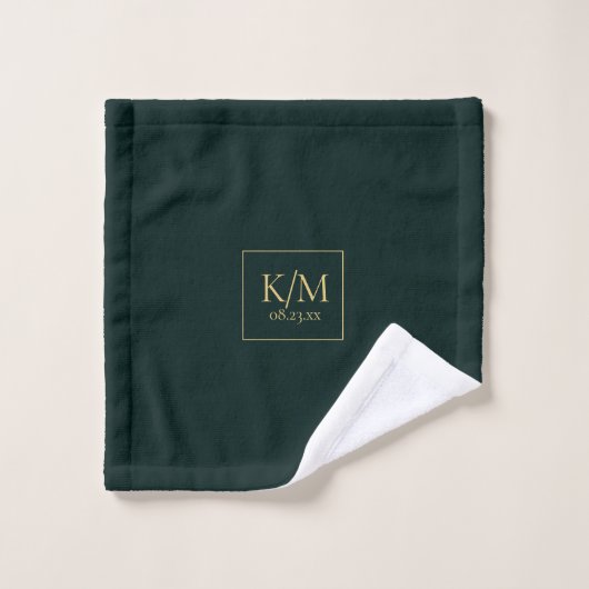 Moody Ink Emerald Gold Abstract ID988 Bad Handdoek (Wasdoekje)