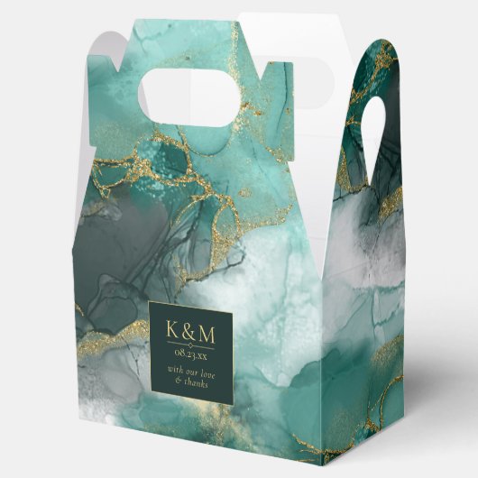 Moody Ink Emerald Gold Abstract ID988 Bedankdoosjes (Geopend)