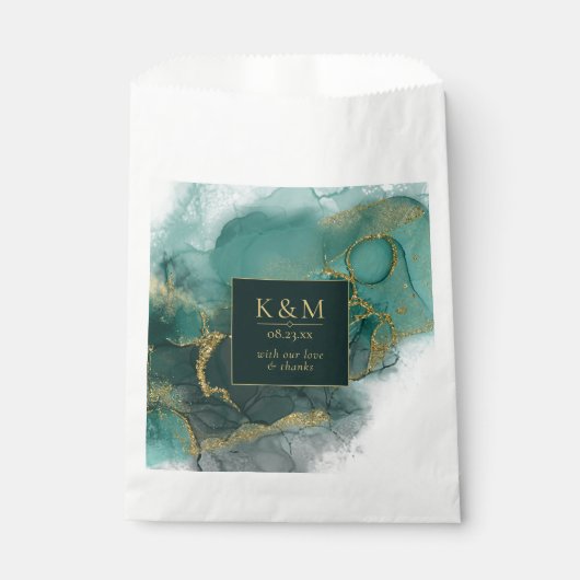 Moody Ink Emerald Gold Abstract ID988 Bedankzakje (Voorkant)